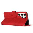 For Samsung Galaxy S25 Ultra 5G Skin Feel Heart Embossed Leather Phone Case with Long Lanyard(Red) - 3