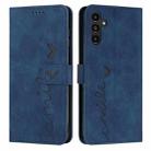 For Samsung Galaxy S25 / S24 5G Skin Feel Heart Embossed Leather Phone Case with Long Lanyard(Blue) - 1