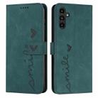 For Samsung Galaxy S25+ / S24+ 5G Skin Feel Heart Embossed Leather Phone Case with Long Lanyard(Green) - 1