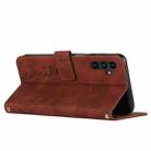 For Samsung Galaxy S25 FE 5G Skin Feel Heart Embossed Leather Phone Case with Long Lanyard(Brown) - 3
