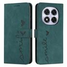 For Redmi Note 14 Pro 5G Global Skin Feel Heart Embossed Leather Phone Case with Long Lanyard(Green) - 1