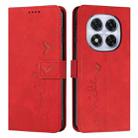 For Redmi Note 14 Pro 5G Global Skin Feel Heart Embossed Leather Phone Case with Long Lanyard(Red) - 1
