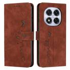 For Redmi Note 14 Pro 5G Skin Feel Heart Embossed Leather Phone Case with Long Lanyard(Brown) - 1
