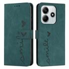 For Redmi Note 14 5G Skin Feel Heart Embossed Leather Phone Case with Long Lanyard(Green) - 1