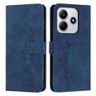 For Redmi Note 14 5G Skin Feel Heart Embossed Leather Phone Case with Long Lanyard(Blue) - 1