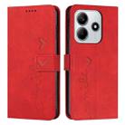 For Redmi Note 14 5G Skin Feel Heart Embossed Leather Phone Case with Long Lanyard(Red) - 1