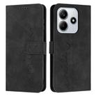 For Redmi Note 14 4G 163.25mm Skin Feel Heart Embossed Leather Phone Case with Long Lanyard(Black) - 1