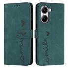 For Redmi Turbo 4 / Xiaomi Poco X7 Pro Skin Feel Heart Embossed Leather Phone Case with Long Lanyard(Green) - 1