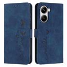 For Redmi Turbo 4 / Xiaomi Poco X7 Pro Skin Feel Heart Embossed Leather Phone Case with Long Lanyard(Blue) - 1