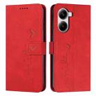 For Redmi Turbo 4 / Xiaomi Poco X7 Pro Skin Feel Heart Embossed Leather Phone Case with Long Lanyard(Red) - 1