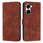 For Redmi Turbo 4 / Xiaomi Poco X7 Pro Skin Feel Heart Embossed Leather Phone Case with Long Lanyard(Brown) - 1