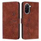 For Redmi A5 4G 171.7mm / Poco C71 Skin Feel Heart Embossed Leather Phone Case with Long Lanyard(Brown) - 1