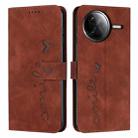 For Redmi K80 / K80 Pro Skin Feel Heart Embossed Leather Phone Case with Long Lanyard(Brown) - 1