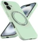 For iPhone 16 Plus Liquid Silicone MagSafe Phone Case with Rotating Holder(Green) - 2