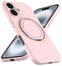 For iPhone 16 Plus Liquid Silicone MagSafe Phone Case with Rotating Holder(Pink) - 2