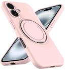 For iPhone 16 Liquid Silicone MagSafe Phone Case with Rotating Holder(Pink) - 2