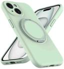 For iPhone 15 Plus Liquid Silicone MagSafe Phone Case with Rotating Holder(Green) - 2