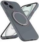 For iPhone 15 Plus Liquid Silicone MagSafe Phone Case with Rotating Holder(Grey) - 2