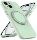 For iPhone 15 Liquid Silicone MagSafe Phone Case with Rotating Holder(Green) - 2