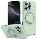 For iPhone 13 Pro Max Liquid Silicone MagSafe Phone Case with Rotating Holder(Green) - 1