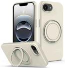For iPhone 16e Liquid Silicone MagSafe Phone Case with Rotating Holder(White) - 1