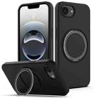 For iPhone 16e Liquid Silicone MagSafe Phone Case with Rotating Holder(Black) - 1