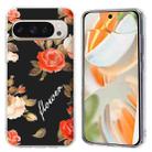 For Google Pixel 8 Colorful Painting Pattern TPU Phone Case(Flowers On Black) - 1