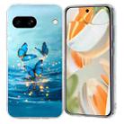 For Google Pixel 8a Colorful Painting Pattern TPU Phone Case(Blue Butterflies) - 1