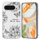 For Google Pixel 9 Colorful Painting Pattern TPU Phone Case(Butterfly Flower) - 1