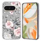 For Google Pixel 9 Colorful Painting Pattern TPU Phone Case(Flowers On Grey) - 1