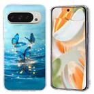 For Google Pixel 9 Pro Colorful Painting Pattern TPU Phone Case(Blue Butterflies) - 1