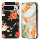 For Google Pixel 9 Pro Colorful Painting Pattern TPU Phone Case(Flowers On Black) - 1