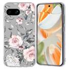 For Google Pixel 9a Colorful Painting Pattern TPU Phone Case(Flowers On Grey) - 1