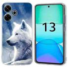 For Redmi 13 4G Colorful Painting Pattern TPU Phone Case(White Wolf) - 1