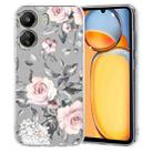 For Redmi 13C 4G Colorful Painting Pattern TPU Phone Case(Flowers On Grey) - 1