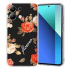 For Redmi Note 13 4G Colorful Painting Pattern TPU Phone Case(Flowers On Black) - 1