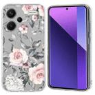 For Redmi Note 13 Pro+ 5G Colorful Painting Pattern TPU Phone Case(Flowers On Grey) - 1