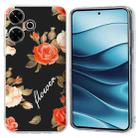 For Redmi Note 14 5G Colorful Painting Pattern TPU Phone Case(Flowers On Black) - 1
