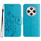 For Redmi 14C Butterfly Flower Pattern Flip Leather Phone Case(Blue) - 1