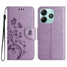 For  Redmi Note 14 5G Butterfly Flower Pattern Flip Leather Phone Case(Light Purple) - 1