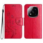 For Redmi Note 14 Pro+ 5G Butterfly Flower Pattern Flip Leather Phone Case(Red) - 1