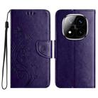 For Redmi Note 14 Pro+ 5G Butterfly Flower Pattern Flip Leather Phone Case(Dark Purple) - 1