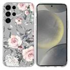 For Samsung Galaxy S25 Ultra 5G Colorful Painting Pattern TPU Phone Case(Flowers On Grey) - 1