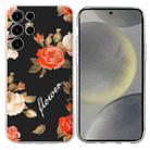 For Samsung Galaxy S24 Ultra 5G Colorful Painting Pattern TPU Phone Case(Flowers On Black) - 1