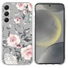 For Samsung Galaxy S24 5G Colorful Painting Pattern TPU Phone Case(Flowers On Grey) - 1