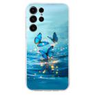 For Samsung Galaxy S23 Ultra 5G Colorful Painting Pattern TPU Phone Case(Blue Butterflies) - 2