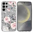 For Samsung Galaxy S23 Ultra 5G Colorful Painting Pattern TPU Phone Case(Flowers On Grey) - 1