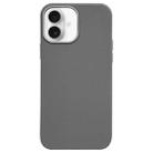 For iPhone 16 Plus Litchi Pattern Silver Edge Camera Frame Material Phone Case(Grey) - 1