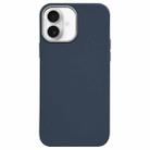 For iPhone 16 Plus Litchi Pattern Silver Edge Camera Frame Material Phone Case(Blue) - 1