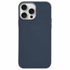 For iPhone 15 Pro Max Litchi Pattern Silver Edge Camera Frame Material Phone Case(Blue) - 1